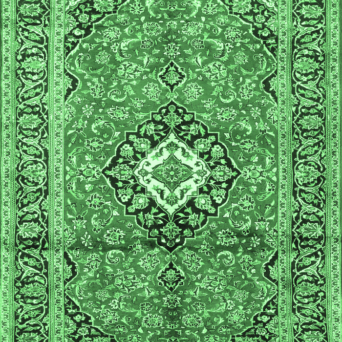 Medallion Emerald Green Traditional Rug, tr1245emgrn