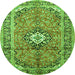 Machine Washable Medallion Green Traditional Area Rugs, wshtr1245grn