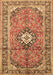 Machine Washable Medallion Brown Traditional Rug, wshtr1245brn