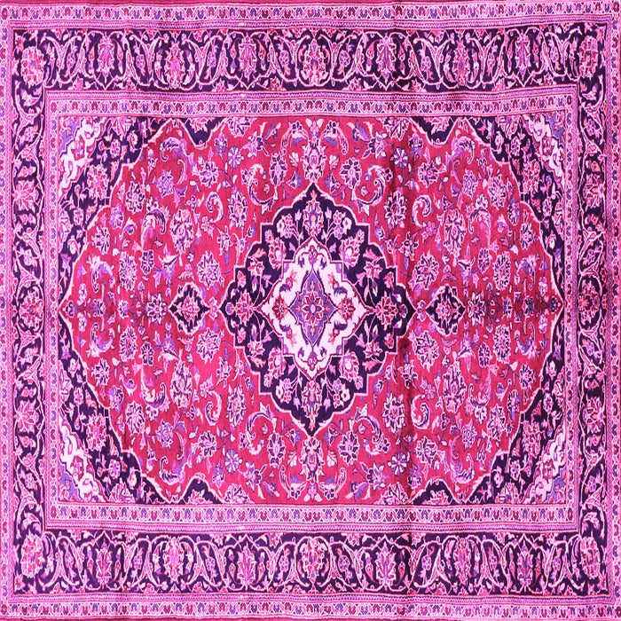 Square Machine Washable Medallion Pink Traditional Rug, wshtr1245pnk