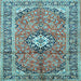 Square Medallion Light Blue Traditional Rug, tr1245lblu