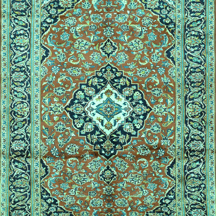 Medallion Turquoise Traditional Rug, tr1245turq