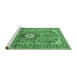 Sideview of Machine Washable Medallion Emerald Green Traditional Area Rugs, wshtr1245emgrn