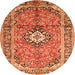 Machine Washable Medallion Orange Traditional Area Rugs, wshtr1245org