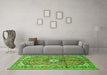 Machine Washable Medallion Green Traditional Area Rugs in a Living Room,, wshtr1245grn