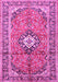 Machine Washable Medallion Pink Traditional Rug, wshtr1245pnk