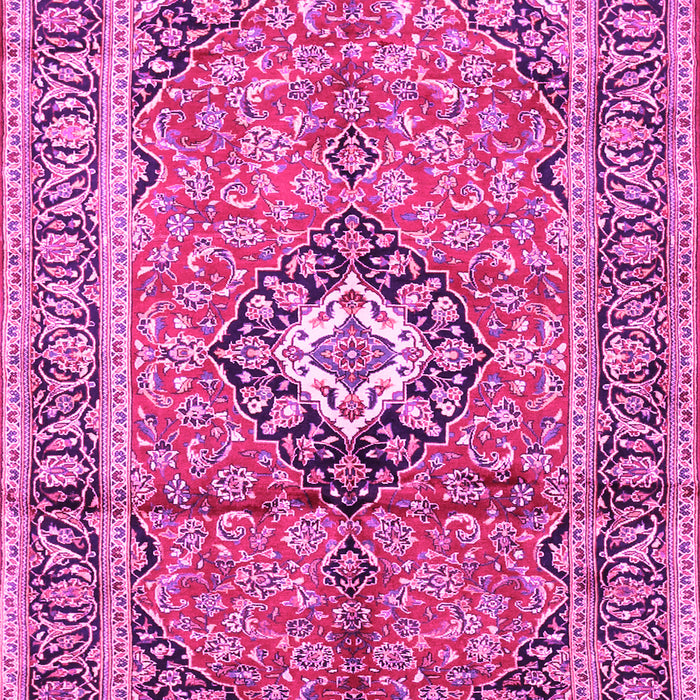 Machine Washable Medallion Pink Traditional Rug, wshtr1245pnk