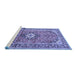 Sideview of Machine Washable Medallion Blue Traditional Rug, wshtr1245blu