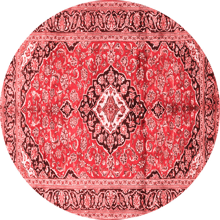 Machine Washable Medallion Red Traditional Rug, wshtr1245red