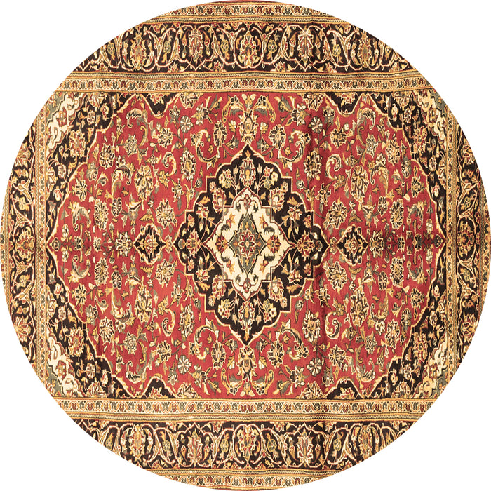 Round Medallion Brown Traditional Rug, tr1245brn