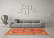 Machine Washable Medallion Orange Traditional Area Rugs in a Living Room, wshtr1245org