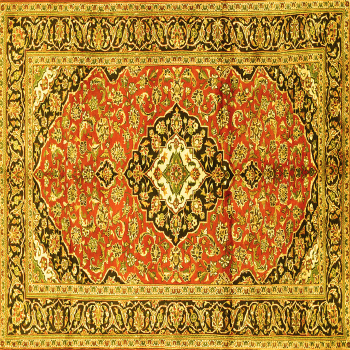 Square Medallion Yellow Traditional Rug, tr1245yw