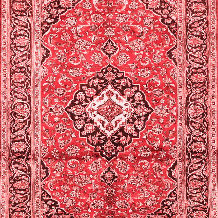 Machine Washable Medallion Red Traditional Rug, wshtr1245red
