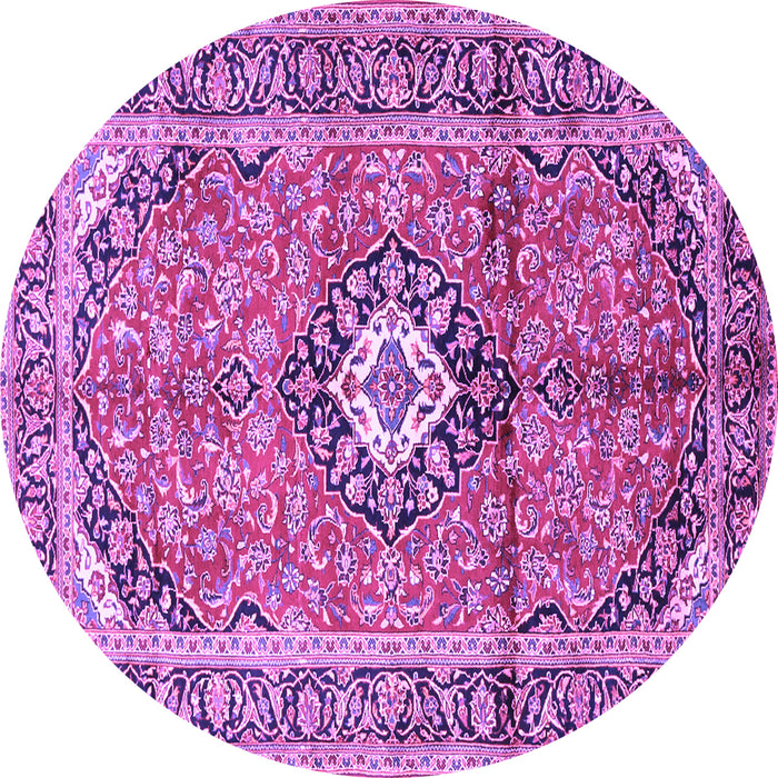 Round Medallion Purple Traditional Rug, tr1245pur