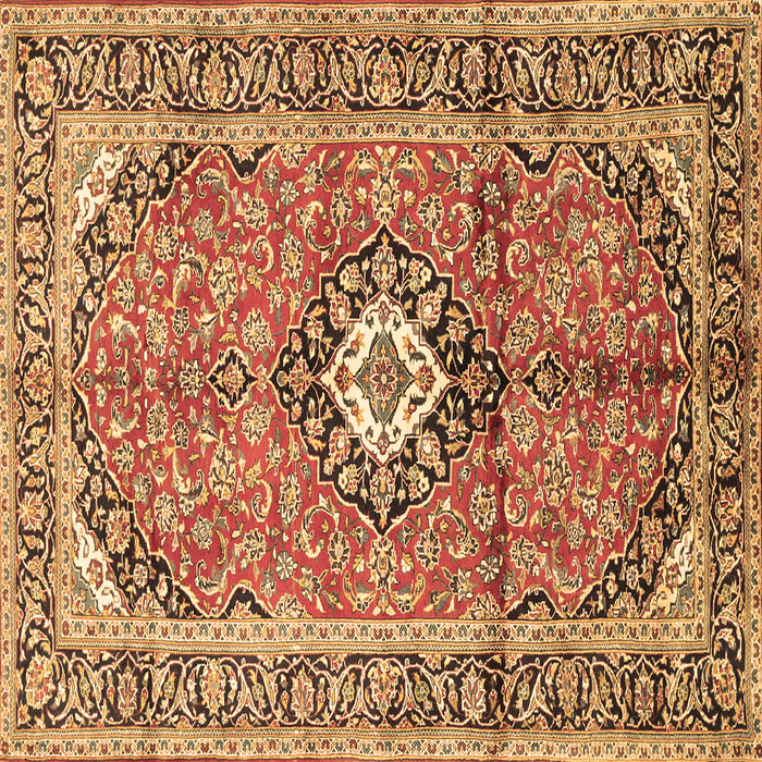 Square Machine Washable Medallion Brown Traditional Rug, wshtr1245brn