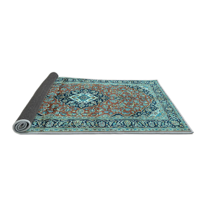 Sideview of Medallion Light Blue Traditional Rug, tr1245lblu