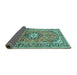 Sideview of Medallion Turquoise Traditional Rug, tr1245turq