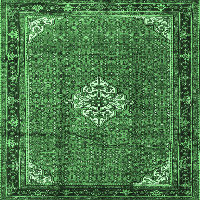 Square Persian Emerald Green Traditional Rug, tr1246emgrn