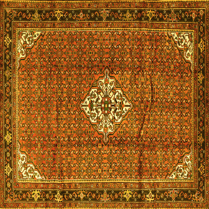 Square Machine Washable Persian Yellow Traditional Rug, wshtr1246yw
