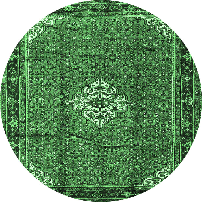 Round Persian Emerald Green Traditional Rug, tr1246emgrn