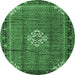 Round Persian Emerald Green Traditional Rug, tr1246emgrn