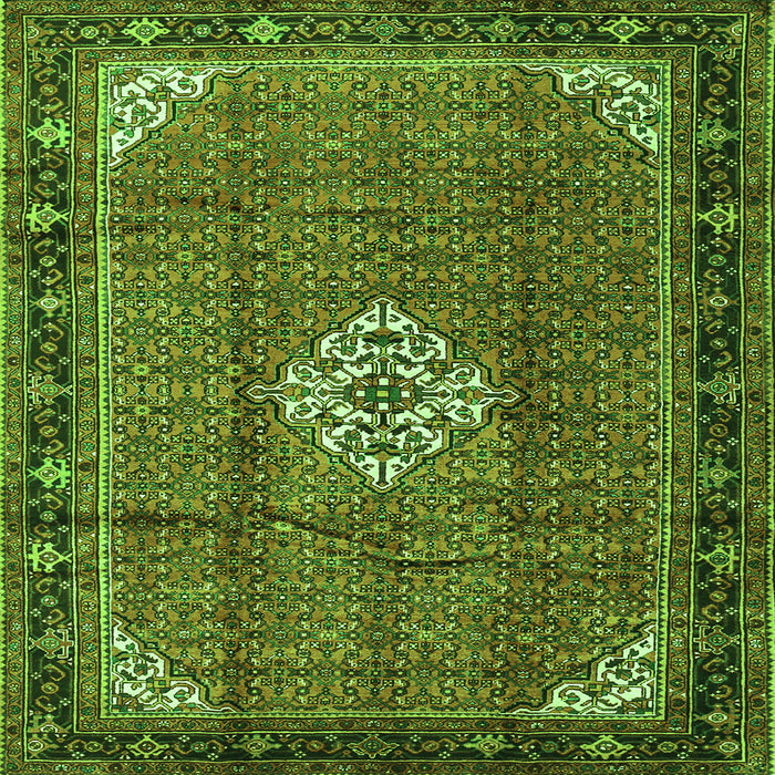 Round Machine Washable Persian Green Traditional Area Rugs, wshtr1246grn
