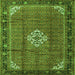 Round Machine Washable Persian Green Traditional Area Rugs, wshtr1246grn