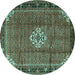 Round Persian Turquoise Traditional Rug, tr1246turq