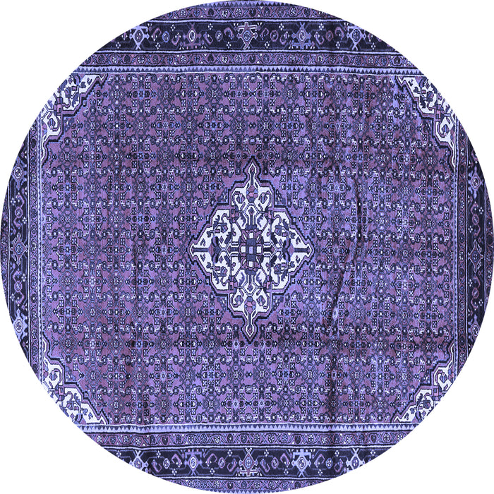 Round Machine Washable Persian Blue Traditional Rug, wshtr1246blu