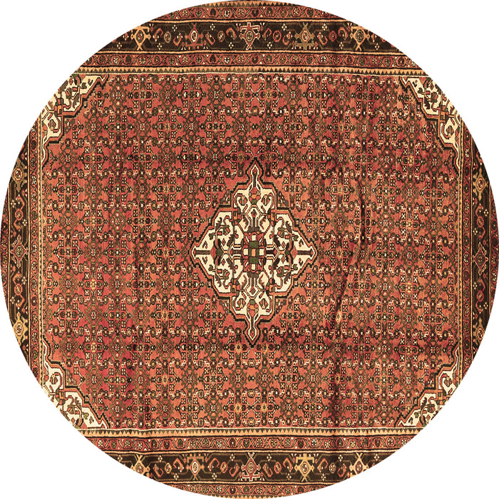 Round Persian Brown Traditional Rug, tr1246brn
