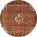 Round Persian Brown Traditional Rug, tr1246brn