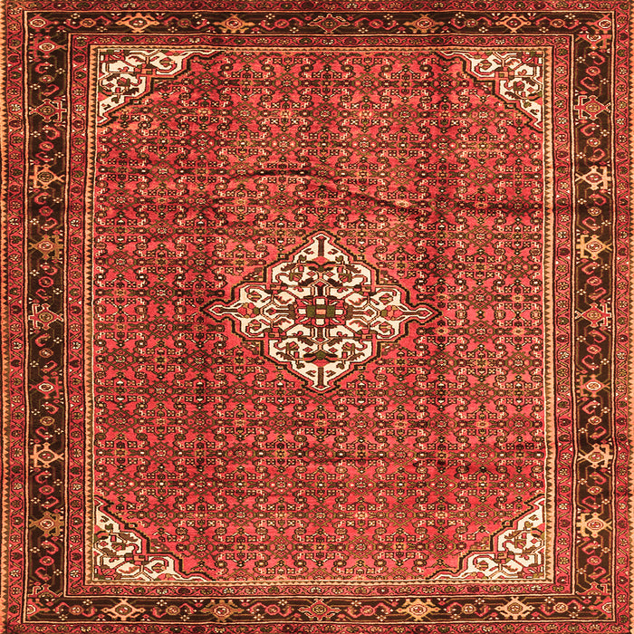 Round Machine Washable Persian Orange Traditional Area Rugs, wshtr1246org