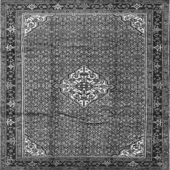 Round Machine Washable Persian Gray Traditional Rug, wshtr1246gry