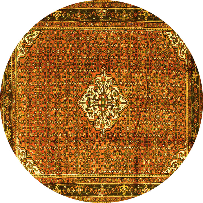 Round Persian Yellow Traditional Rug, tr1246yw