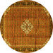 Round Persian Yellow Traditional Rug, tr1246yw