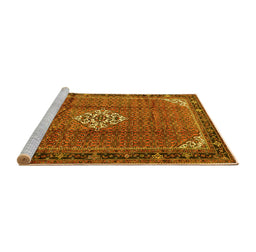 Sideview of Machine Washable Persian Yellow Traditional Rug, wshtr1246yw