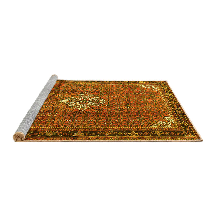 Sideview of Machine Washable Persian Yellow Traditional Rug, wshtr1246yw