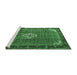 Sideview of Machine Washable Persian Emerald Green Traditional Area Rugs, wshtr1246emgrn