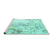 Sideview of Machine Washable Persian Turquoise Traditional Area Rugs, wshtr1247turq