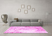 Machine Washable Persian Pink Traditional Rug in a Living Room, wshtr1247pnk