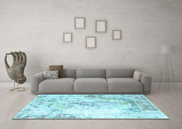 Machine Washable Persian Light Blue Traditional Rug in a Living Room, wshtr1247lblu