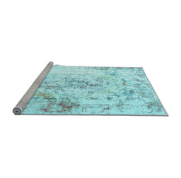 Sideview of Machine Washable Persian Light Blue Traditional Rug, wshtr1247lblu