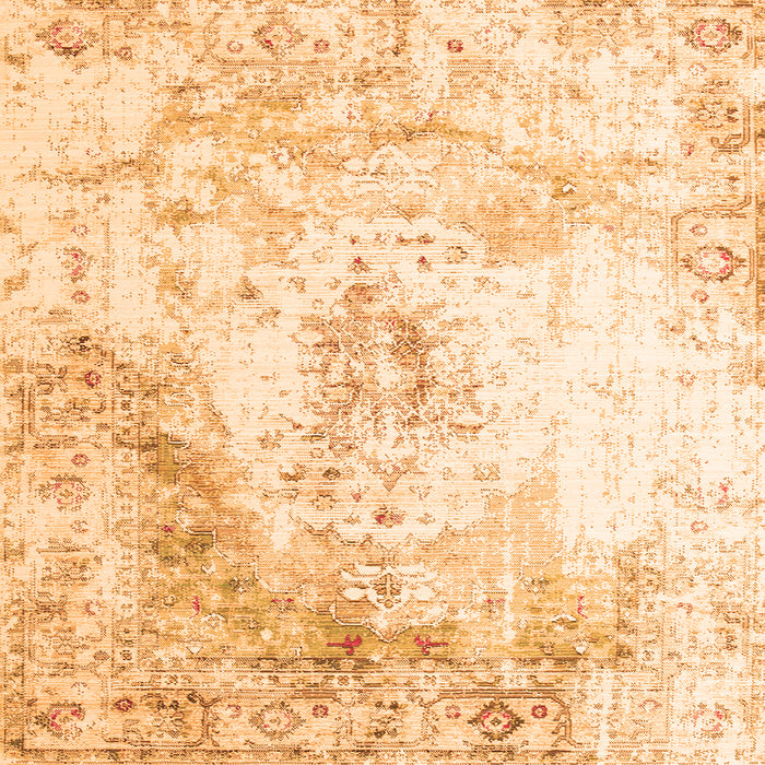 Round Machine Washable Persian Orange Traditional Area Rugs, wshtr1248org