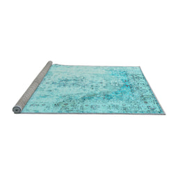 Sideview of Machine Washable Persian Light Blue Traditional Rug, wshtr1248lblu