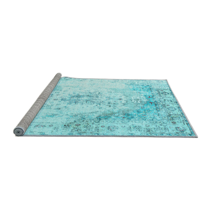 Sideview of Machine Washable Persian Light Blue Traditional Rug, wshtr1248lblu