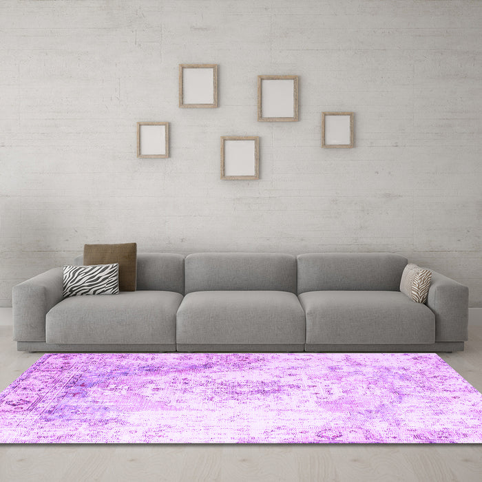 Machine Washable Persian Purple Traditional Area Rugs in a Living Room, wshtr1248pur