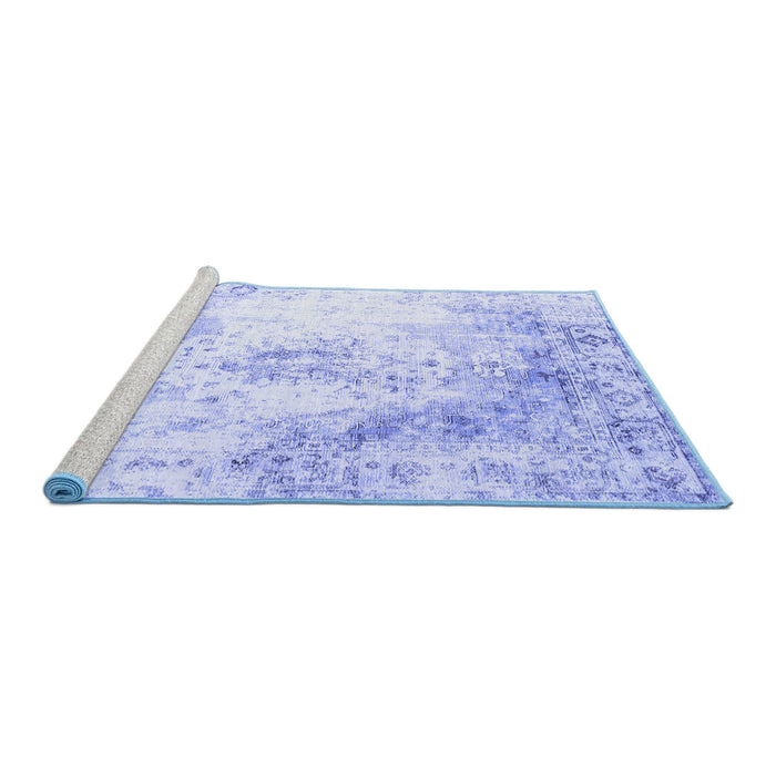 Sideview of Machine Washable Persian Blue Traditional Rug, wshtr1248blu