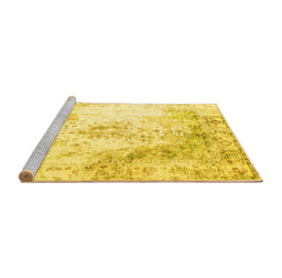 Sideview of Machine Washable Persian Yellow Traditional Rug, wshtr1248yw