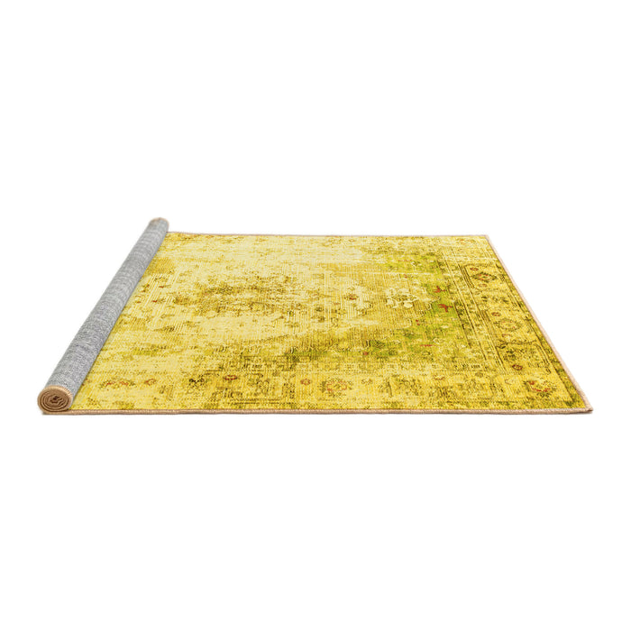 Sideview of Machine Washable Persian Yellow Traditional Rug, wshtr1248yw