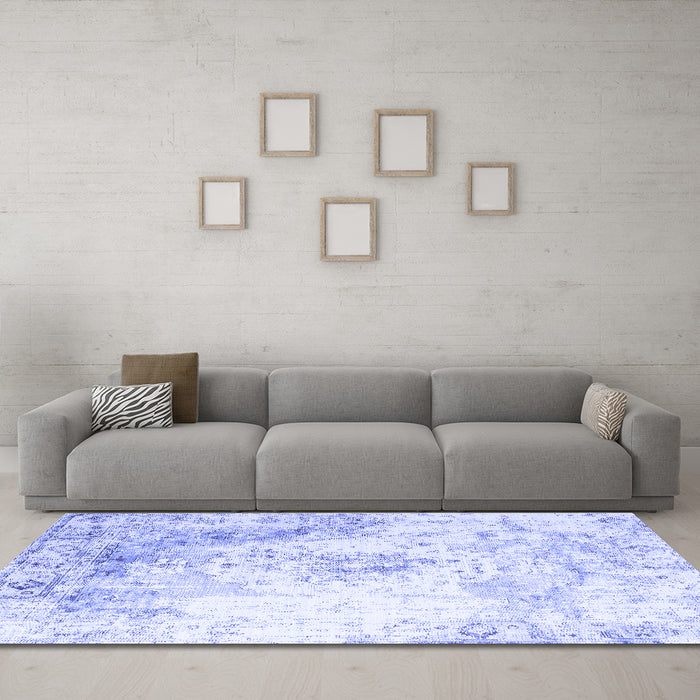Machine Washable Persian Blue Traditional Rug in a Living Room, wshtr1248blu